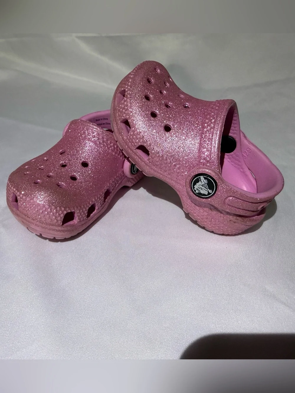Crocs Toddler Girls Sparkly Pink Glitter Clogs Size 4C